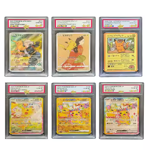 6Pcs Pokemon PSA 10 Poncho Pikachu Holo Cards, Japanese XY Promo TCG Full Set, Cosplay Pikachu Rare 