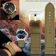 For Panerai ZENITH fossil Breitling double-sided canvas Watchband 24mm men's Retro Watch strap Cowhide bottom Thickens bracelet