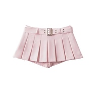 Váy Ngắn Xếp Ly Mini American Retro College Style Ultra Low Waist Double Waist A-Line Váy Ngắn Cho N