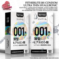 [ 10pcs Fetherlite 001 Condom ] Ultra Thin Hyaluronic Natural Latex Condoms Kondom Nipis 超薄安全套 避孕套