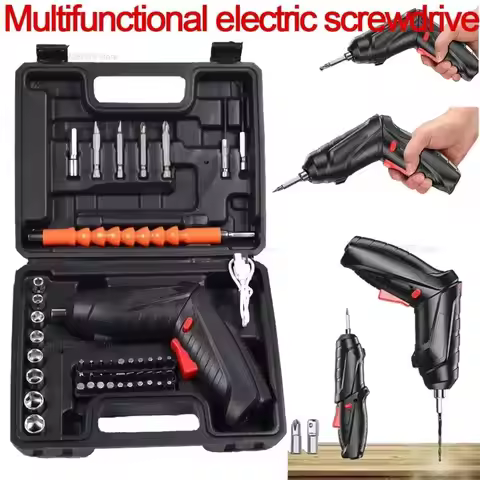 47pcs Rechargeable Electric Screwdriver Kit 3.6V Cordless Lithium Power Tool Set 1800mAh Battery Pow