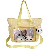 Ita Bag Lined Canvas Messenger Bag Ita Handbag Transparent Window Lapel Shoulder Bag 1MAR