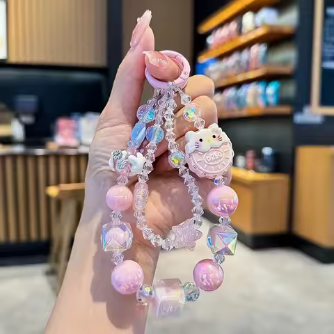 Sanrio Hello Kitty Melody Kuromi Cinnamoroll Phone Chain Keychain Bag Pendant Charms Backpack Decora