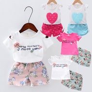 Girls Clothing Set Baby Girl Short Sleeve + Shorts 2 Piece Set 1-4 Years Old Kids Girl Clothes Suit