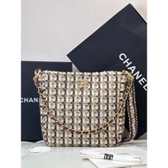 Chanel el Classic Fla CF 23A Silver Buckle Leather Wear Chain Tweed Wool Tweed Soft Wool Shoulder Me