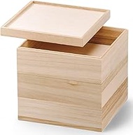 J-kitchens Heavy Box, 3 Tiers, Wood, 7.5 Inches, Paulownia Frame, White Wood, 9.9 x 9.9 x 7.7 inches