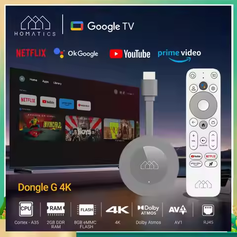 Google Netflix Certified Amlogic S905Y4 HOMATICS Dongle G 4K TV Stick Android 14 OS Media Player Dol