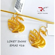 LOKET SWAN EMAS TULEN 916 LOKET ANGSA EMAS 916 GOLD SWAN PENDANT 916