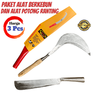 Paket Berladang dan Pemotong Ranting Sabit Golok Dan Gergaji Melengkung Isi 3 Pcs - Arit Golok Dan G