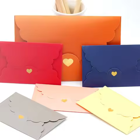 (20 Pieces/Lot) 11*17.5cm Paper Envelope Pearl Kraft Paper Gilding Love Envelope Bank Card VIP Membe