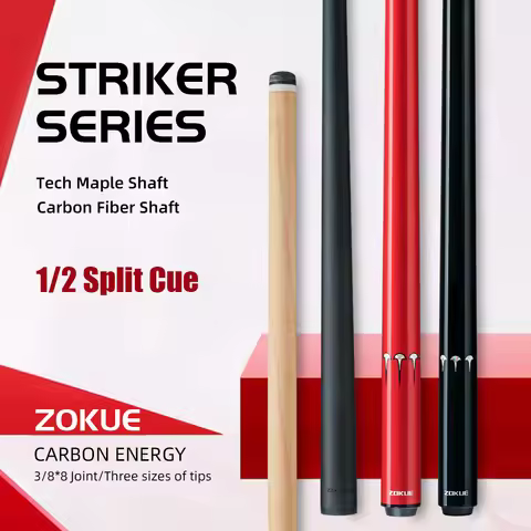 ZOKUE Carbon Fiber Pool Cue Stick with 2 Shafts 1/2 Split Low Deflection Full Carbon Technology Bill