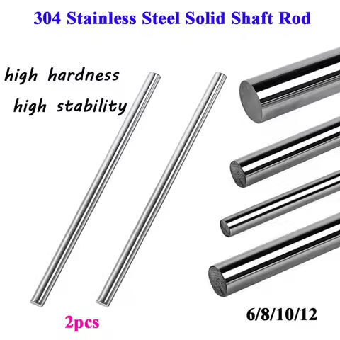 2PC 304 Stainless Steel Round Rod 6mm 8mm 10mm 12mm Stock Linear Shaft Guide Linear Motion Rod 100-5
