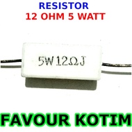 12 OHM 5 WATT 5 PERCENT R 5W FVKOTIM CHALK RESISTOR