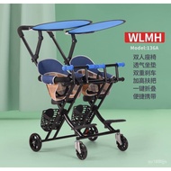 Children's Portable Twin Trolley Lightweight Folding Stroller Double Baby Double Car Delivery Supported