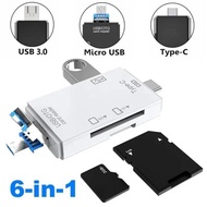 Card Reader 6in1 USB 3.0 Type C Micro USB OTG SD MicroSD Flashdisk Data Transfer 5Gbps Read Memory C