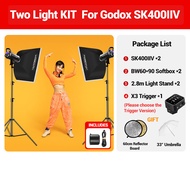 Godox ชุด SK400IIV 800Ws 2x SK400IIV สตูดิโอ Strboe + 2x BW60x90 Bowens Softbox เมานต์ + 2x 2.8M/110