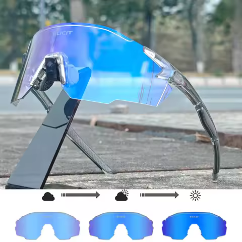 ELICIT Photochromic Cycling Sunglasses UV400 Protection Windproof Lightweight Sport Eyewear for MTB 