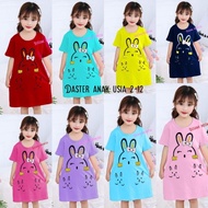 Girls' house dress aged 2-13 years with EMO rabbit motif