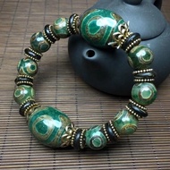 Tibetan genuine three-nine-eye Dzi bead bracelet agate chalcedony for men and women Buddhist beads Dzi-eye ethnic style jade bead bracelet