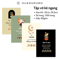 Vở kẻ ngang A4 200 trang HUERARUMO gáy khâu chỉ bước dài dấu ngoài giấy cao cấp định lượng 80gsm in 