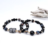 黑跡。手串 細品歲月 避邪防禦 療癒 l 黑髮晶 彼得石 黑耀石 l