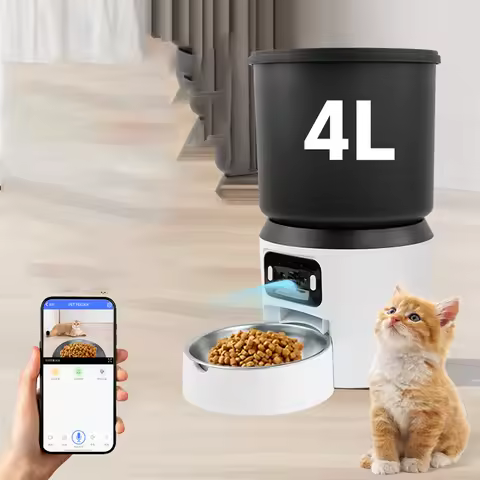 4L bidirectional sound cat feeder with high-definition camera, capable of timed and quantitative fee