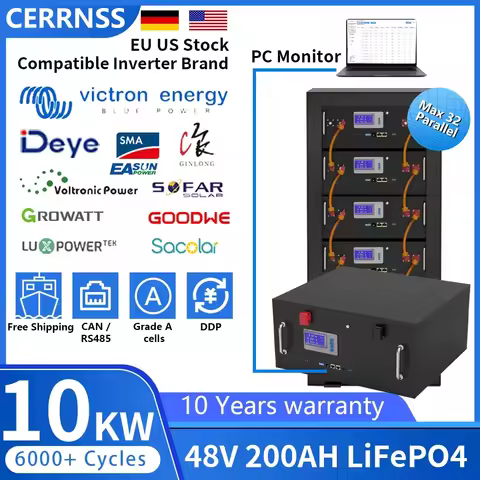 48V 200AH 300AH 100AH LiFePO4 Battery Pack 51.2V 10KW Lithium Solar Battery Rechargeable Battery 600