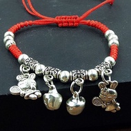 Tibetan Silver Twelve Silver Bracelet Anklet Year Braided Red Rope Anklet Transfer Anklet Anklet Jew