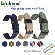 Fabric Watch Band High Quality Strap For Seiko Quick Release Canvas Braided Strap 18mm 20mm 22mm 24mm Men Watches Accessories Breathable Sport Bracelet Black Buckle