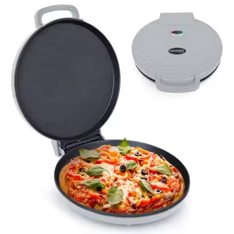 Pizza Maker 12-inch Pizzas Machine Newly improved Cool-touch Handle Non-Stick plates Pizza oven and 