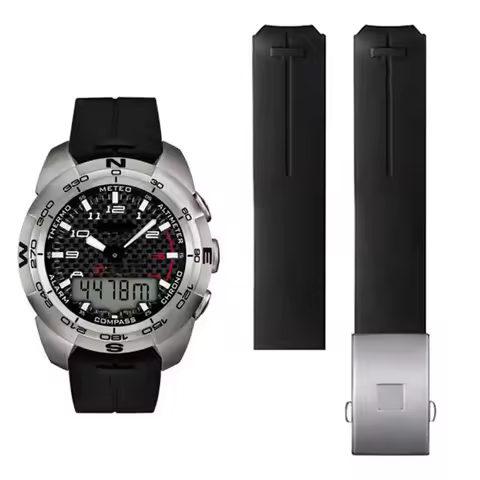 Silicone strap For Tissot 1853 Tengzhi T-Touch original T013 Rubber watch band T047T081T33 Black Ora