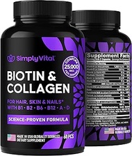Biotin Vitamins for Hair, Skin &amp; Nails - Biotin 5000mcg, Keratin &amp; Collagen - Hair Growth Supplement with Marine Collagen Peptides &amp; B Complex - Hair Supplement for Women &amp; Men - Made in USA - 60 Caps