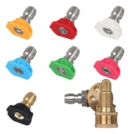 Universal Power Pressure Washer Spray Nozzle Tips And Quick Connect Pivot Adapter Coupler 180 Degree