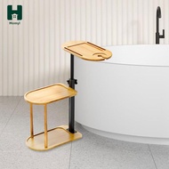 Homyl 360Swivel Couch Side Table Bathroom Storage Tray Waterproof Retractable Rust Resistant Wooden 