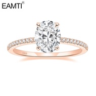 EAMTI 3CT 925 Sterling Silver  Stunning Wedding Bands Engagement Rings Oval Cut Cubic Zirconia CZ We