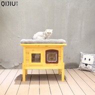 🐾Cat Nest Solid Wood Outdoor Cat Cage Puppy Kitten Outdoor Tent Cat Villa Rainproof Windproof