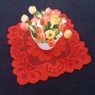 Alas Meja Kecil 885/ Dekorasi Natal Imlek Merah/ Taplak kotak kecil/ Tatakan vas bunga Merah/ alas v
