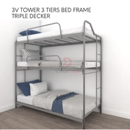 3V 3 Tiers Bed Frame Tower Triple Decker Bed Bunk Single Size Hostel Homestay Bed Frame