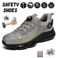 TOMITANY Rotating Button Work Safety Shoes Men Steel Toe Work Shoes Air Cushion Proctective Safety B