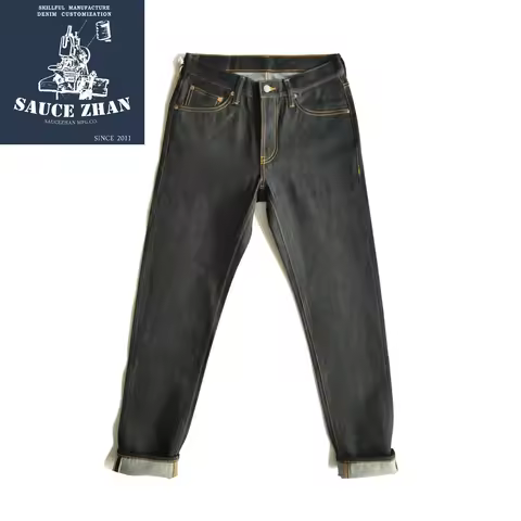 SauceZhan 315XX Taper Fit Selvedge denim Jeans for Men Denim Jeans Unwashed BLUE Jeans 14.5 Oz Motor