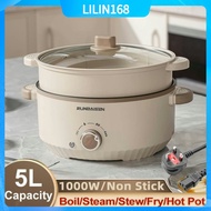 5L Large Capacity Multifunctional Electric Cooker Non-Stick Multi Cooker with Steamer 28CM Upgraded 