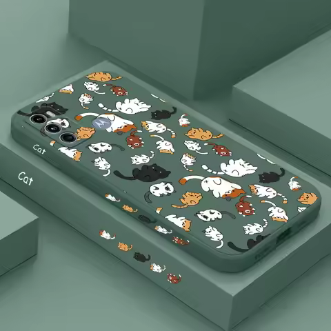 G60 Rolling Cat Silicone Phone Case For Motorola Moto G60 G62 G60S G34 G24 G14 G40F G54 G52 G30 G42 