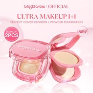 Glad2Glow 2-in-1 Cushion & Powder Compact Set Oil Control Natural Matte Finish High Coverage with Li