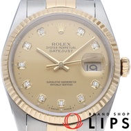 勞力士 Datejust 男士腕錶 10P 鑲鑽 Datejust 男士腕錶 16233G(S) 保固卡 K18YG/SS 男士腕錶顏色1993 年 成色極佳 [二手]