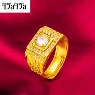 Original 916 Gold Non Fading Zircon Men's Ring Engagement Wedding Jewelry Gift for Boyfriend or Husb