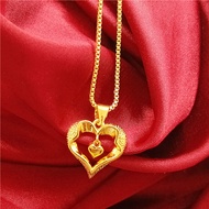 916 Gold Necklace Rantai Leher Emas /916 gold Love Pendant