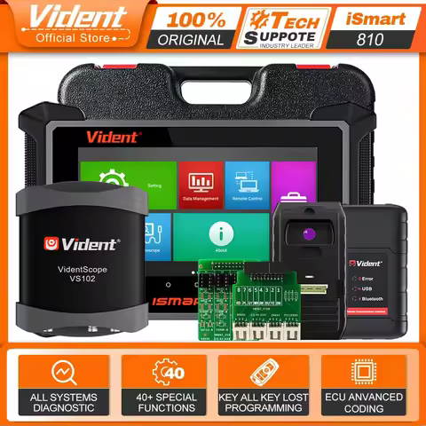 VIDENT ISMART810 Car Diagnostic Scanner with Smart Topology Map ECU Coding 40+ Services Key Programm
