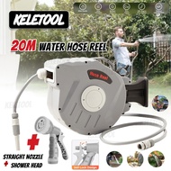 20m Hose Reel Water Hose Retractable Water Hose Reel Roller Auto Rewind Wall Mount Pipe Extension Ai