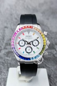 【定制】Seiko Mod Quartz Chronograph Watch 40mm 白色彩虹面膠帶地通拿 精工改裝石英計時鋼錶