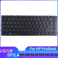 HUI NEW US/UK/Spanish/Latin laptop keyboard FOR HP ProBook 445 440 G8 G9 645 640 G8 for EliteBook 64